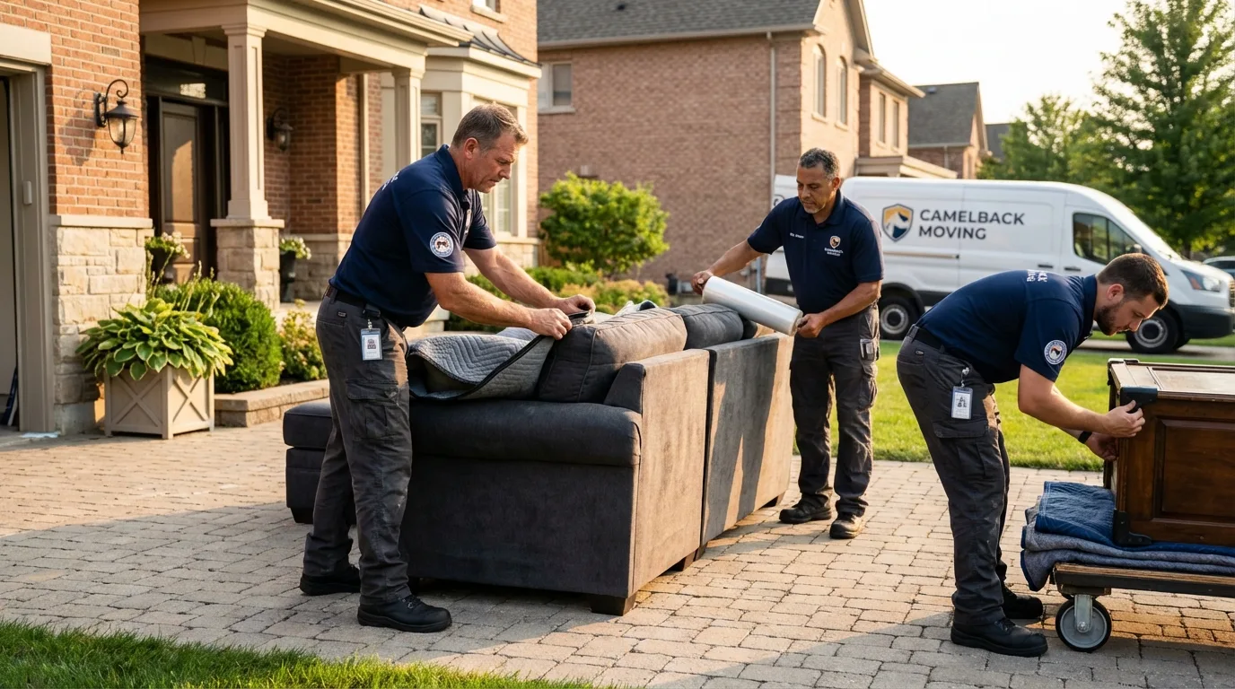 Large estate moving crew wrapping furniture in Harvard, MA